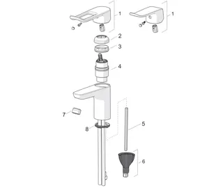 EHM Waschtisch-Batt. HANSACARE 4628 Bed.he. lang 1-strahlig Ausld. 114 mm DN15 chr – Bild 4