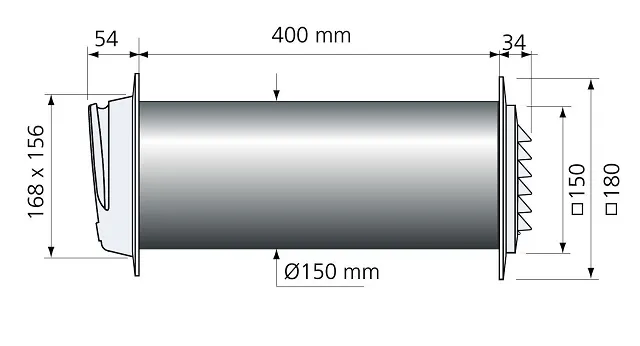 NIBE Frischluftventil m. schallgedämmter Wanddurchführung