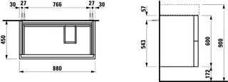 WTU K-LAUFEN 600x880x450 2 Schubl Push/Pull f.WT H810339 schiefergrau – Bild 2