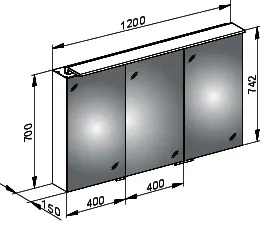 Keuco Spiegelschrank Royal L1 13605, silber-eloxiert, 1200x742x150 mm – Bild 2