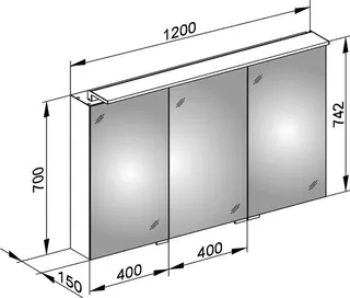 Keuco Spiegelschrank Royal L1 13605, silber-eloxiert, 1200x742x150 mm – Bild 3