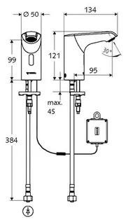SCHELL Waschtisch-Arm. XERIS E HD-K, Elektron. Kaltwasser, Batteriebetrieb,small, chrom – Bild 3