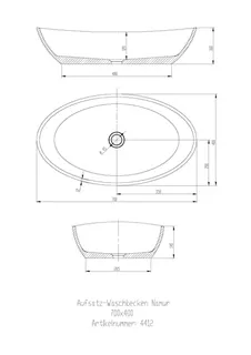 Hoesch Waschbecken Namur 700x400 Material Solique, Weiß – Bild 2