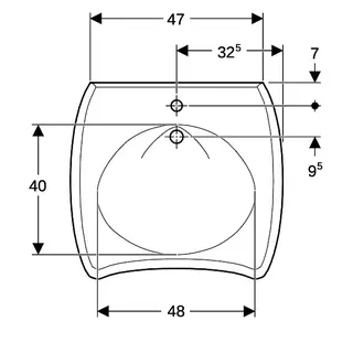 Geberit Vitalis Waschtisch, barrierefrei, 65x60cm mit Hahnloch, ohne Überlauf, weiß – Bild 5
