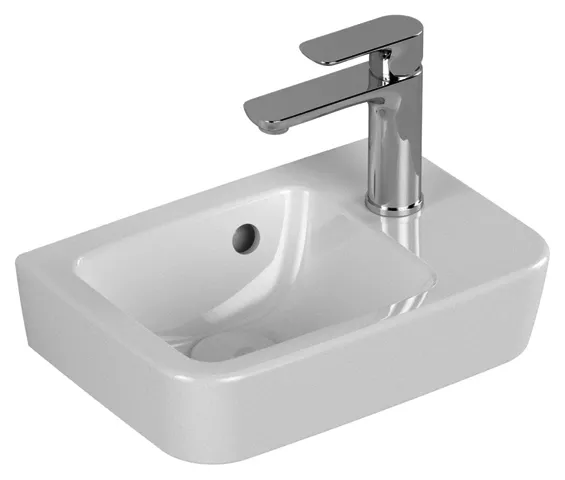 Villeroy & Boch HWB Compact O.novo 360x250mm Eckig BP links 1HL. m. ÜL. Weiß Alpin cplus