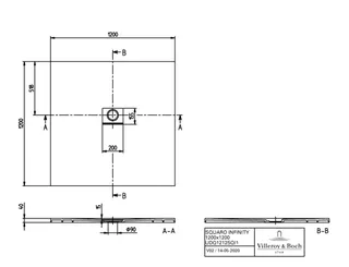 Villeroy & Boch Duschwanne Squaro Infinity UDQ1212SQI1V 1200 x1200x40mm quadr flb Einb AR StoneWhite – Bild 2