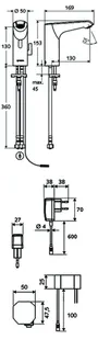 SCHELL Waschtisch-Arm. XERIS E HD-M, Elektron. Mischwasser, UP-Netzteil, mid, chrom – Bild 2