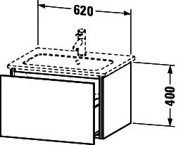 Duravit WTU wandh. L-Cube 481x620x400mm 1 Auszug, f.233663, weiß hochglanz – Bild 2