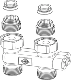 HEIMEIER Umlenkstück Durchgang G3/4 absperrbar, Zweirohr, 50mm
