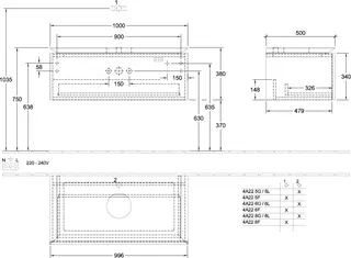 Villeroy & Boch WTUS Legato B603 1000x380x500mm m. Bel. 1 Ausz. Waschtisch m.tig Glossy Grey – Bild 4