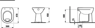 Laufen Stand-F-WC PRO 470x360x450 Ausf. erhöht Abg. senkr. bahamabeige – Bild 2