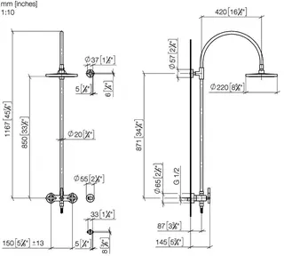 Dornbracht Shower Pipe mit Brausebatterie TARA 26632892 220 mm Chrom – Bild 3