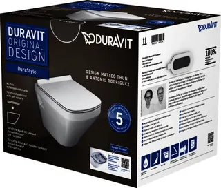 Duravit WWC-Set DuraStyle Compact,rimless, Durafix,TS,weiß,inkl.WC-Sitz m.Absenka.