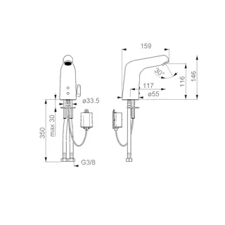 Waschtisch-Batt. HANSAMEDIPRO 0567 6V Bluetooth Ausld. 117 mm DN15 chr – Bild 3