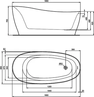 Ideal Standard freistehend Kf-Badewanne Around m.Ablauf, 1800x850x625mm, Weiß – Bild 4