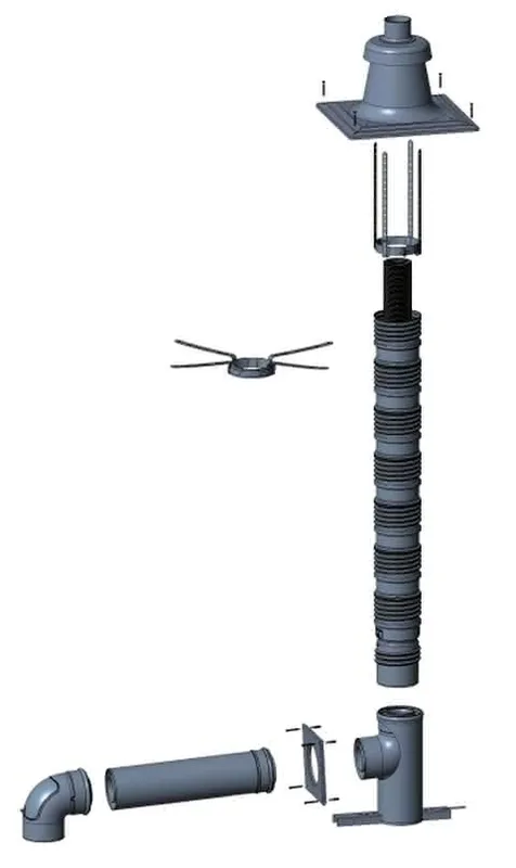 Wolf Anschluss-Set DN80/125 - C33x DN83/125 flex. im Schacht, Abdeckung PP