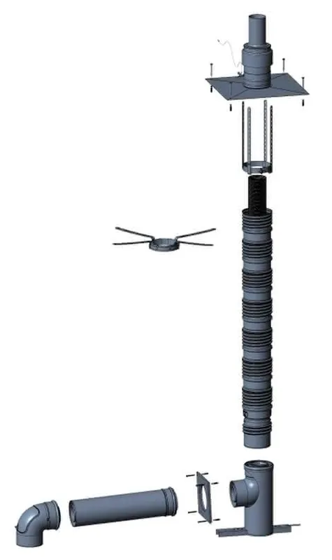 Wolf Anschluss-Set DN80/125 - C33x DN58/110 flex. im Schacht, Abd. edst.