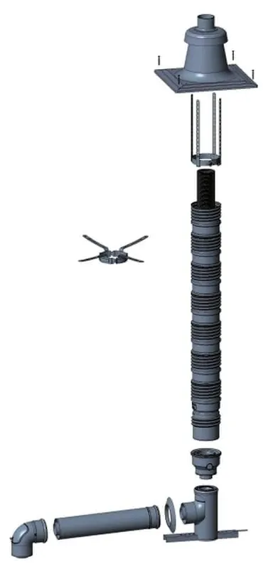 Wolf Anschluss-Set DN60/100 - C33x DN83/125 flex. im Schacht, Abdeckung PP