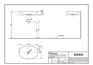 TOTO Aufsatzwaschtisch weiß 600mm rund LINEARCERAM ohne Hahnloch ohne Überlauf – Bild 2