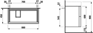 WTU K-LAUFEN 600x880x450 2 Schubl Push/Pull f.WT H810338 kieselgrau – Bild 2