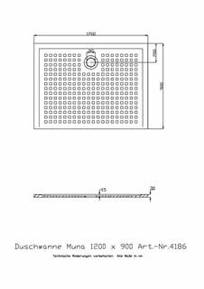Hoesch Duschwanne Muna 1200x900x30 mit Antirutsch, Material Solique, Weiß – Bild 2