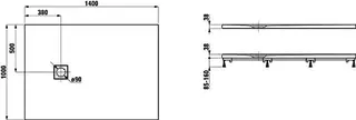 Laufen Duschwanne SOLUTIONS 1000x1400x44 Marbond Ablauf seitl weiß – Bild 2