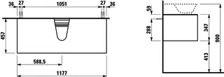 Laufen WTU THENEWCLASSIC 457x1177x347 Aus mi 1 Schubl P/P f.WT H816852 grau – Bild 2
