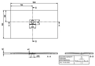 Villeroy & Boch Duschwanne Squaro Infinity 1500x900x40mm re-eckig EB:li flb Einbau AR StoneWhite – Bild 2