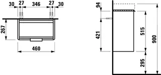 Laufen WTU BASE 267x460x515 1Tür Scharn. rechts m.Griff f.WT H815954 weiß glzd – Bild 2