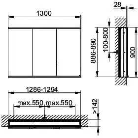 Keuco Royal Modular 2.0 SPS, bel. 80031, Einb,1Steckd/USB,sb-elox,1300x900x160mm – Bild 2