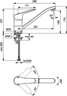 Ideal Standard Küchenarmatur Ceraform, Ausld. 227mm, Chrom – Bild 2
