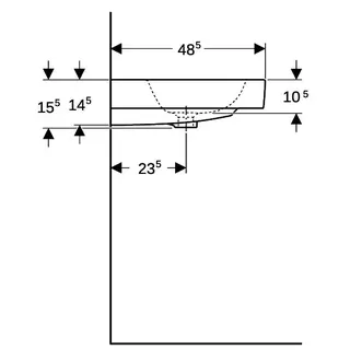 Geberit iCon Waschtisch, 60x48,5cm mit Hahnloch, mit Überlauf, weiß – Bild 5