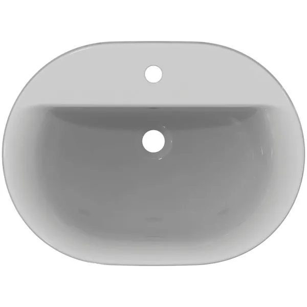 Ideal Standard Einbauwaschtisch Connect, oval, 1 Hahnloch, mit Überlauf, 620x460x175mm, Weiß