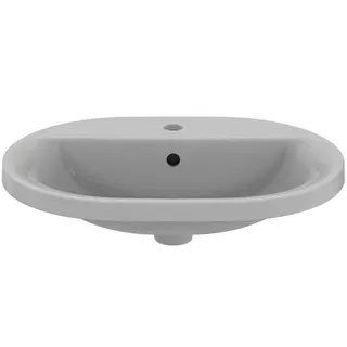Ideal Standard Einbauwaschtisch Connect, oval, 1 Hahnloch, mit Überlauf, 620x460x175mm, Weiß – Bild 3