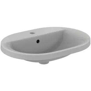 Ideal Standard Einbauwaschtisch Connect, oval, 1 Hahnloch, mit Überlauf, 620x460x175mm, Weiß – Bild 4