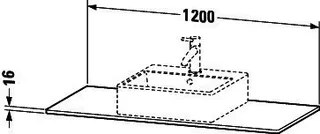 Duravit Konsole XSquare mit einem Ausschnitt 16x1200x550mm, Graphit Matt – Bild 2
