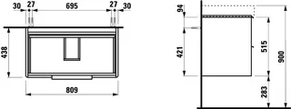 Laufen WTU BASE 438x809x515 2 Schubl m.Griff f.WT H813965 ulme hell – Bild 2