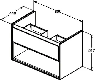 Ideal Standard MWT-Unterschrank Connect Air,1 Ausz., 800x440x517mm, Weiß gl.u.matt – Bild 5