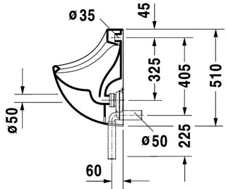 Duravit Design Classics Urinal Bill, Zul.v.h. absaugend, o.Deckel, o.Fliege, weiß – Bild 2