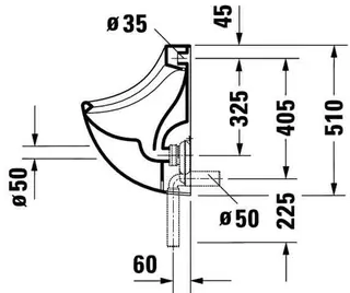 Duravit Design Classics Urinal Bill, Zul.v.h. absaugend, o.Deckel, o.Fliege, weiß – Bild 4