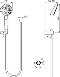 Ideal Standard Handbrause-Set Idealrain Evo, 3-Funktionshb. Diamond d:115mm, Chrom – Bild 2
