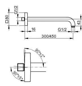 Keuco Brausearm Edition 300 53088, Wandanschluss, 450 mm, Bronze geb. – Bild 2