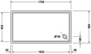 Duravit Starck Slimline Duschwanne, Rechteckig, 1700x900x60 mm, Weiß, Sanitä – Bild 2