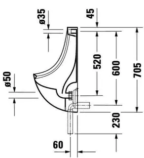 Duravit Design Classics Urinal Ben, Zul.v.h. absaugend, o.Deckel, o.Fliege, weiß – Bild 4