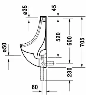 Duravit Design Classics Urinal Ben, Zul.v.h. absaugend, o.Deckel, o.Fliege, weiß – Bild 5