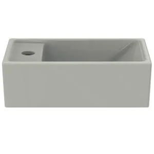 Ideal Standard Handwaschbecken i.life S 1 Hahnloch ohne Überlauf, Ablg.links, 370x210x120mm, Weiß