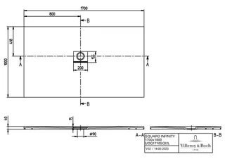 Villeroy & Boch Duschwanne Squaro Infinity 1700x1000x40mm re-eckig EB:li flb Einbau AR StoneWhite – Bild 2