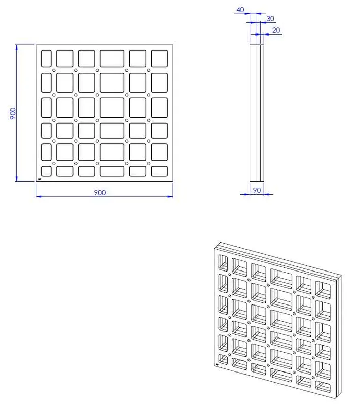 SD U-BauEL für Plan Plus QuadroU 900x900x20/30/40 mm