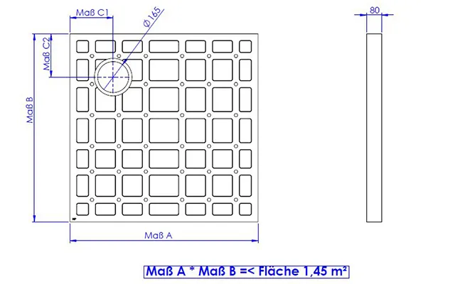 SD U-BauEL für Plan Plus QuadroU bis 110 mm Sonderanfertigung bis 1,45 qm