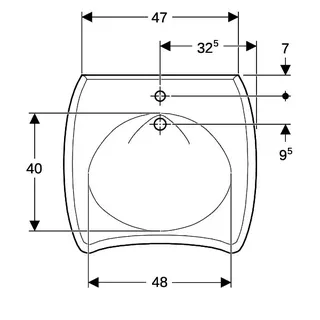 Geberit Vitalis Waschtisch, barrierefrei, 65x60cm mit Hahnloch, mit Überlauf, weiß – Bild 5